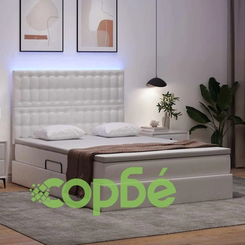 Легло с LED осветление и матрак 140x190 см PVC чисто бяло ➤ топ цена ➤ sorbe.bg