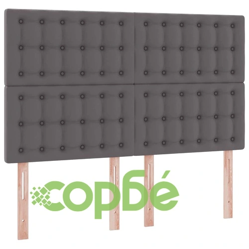 Легло с LED осветление и табла от изкуствена кожа, Сиво, 140 x 200 см ➤ топ цена ➤ sorbe.bg