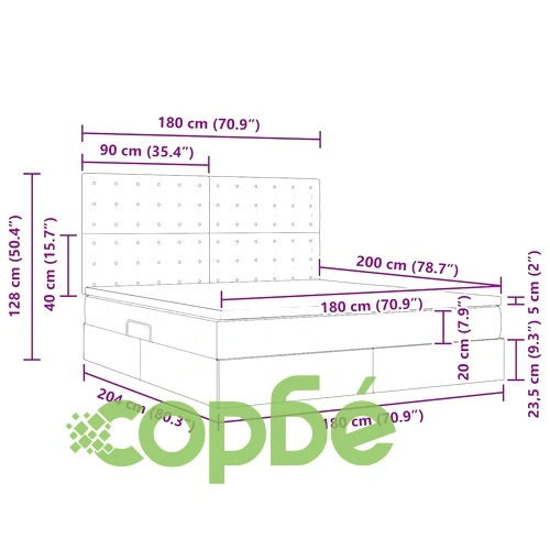 Легло с LED осветление и табла черно 180x200 см PVC с матрак ➤ топ цена ➤ sorbe.bg