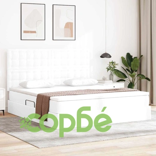 Легло с LED осветление и матрак 180x200 см ПВЦ бяло ➤ топ цена ➤ sorbe.bg