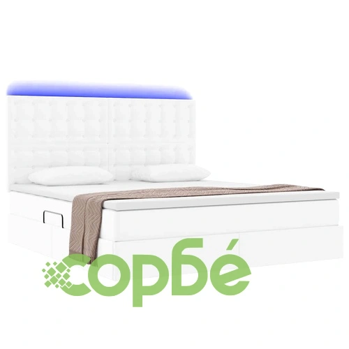 Легло с LED осветление и матрак 180x200 см ПВЦ бяло ➤ топ цена ➤ sorbe.bg