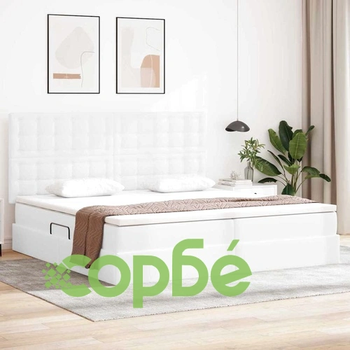Легло с LED осветление и матрак бяло 200x200 см PVC ➤ топ цена ➤ sorbe.bg