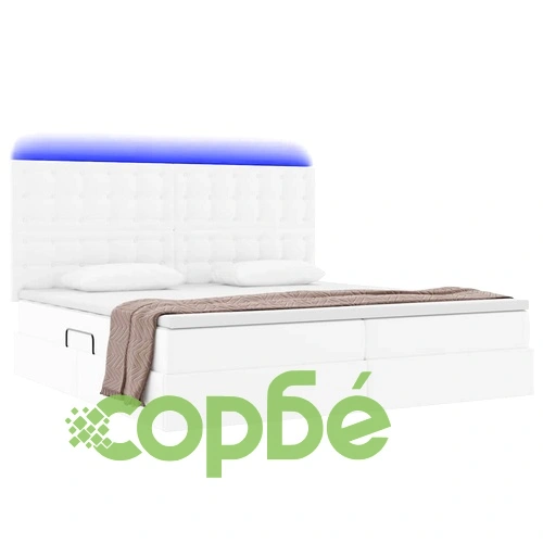 Легло с LED осветление и матрак бяло 200x200 см PVC ➤ топ цена ➤ sorbe.bg