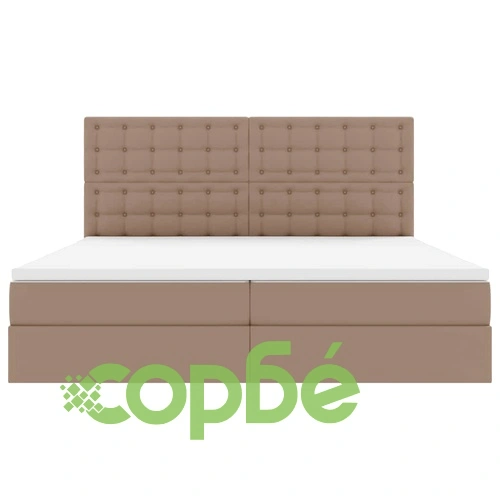 Легло с LED осветление и място за съхранение 200x200 см PVC капучино ➤ топ цена ➤ sorbe.bg
