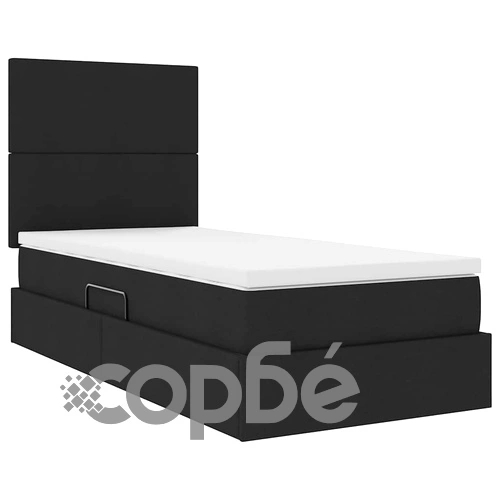 LED легло с матрак и табла, 90 x 200 см, метална рамка, черно ➤ топ цена ➤ sorbe.bg