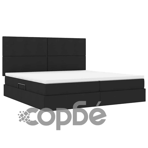 Легло с LED осветление и матрак черно 200x200 см текстил ➤ топ цена ➤ sorbe.bg