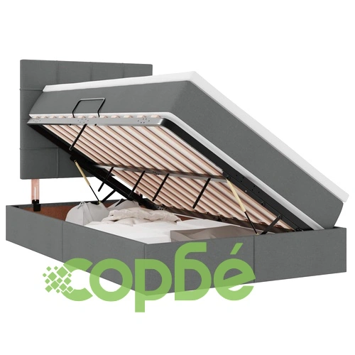 Легло с LED осветление и матрак, тъмносиво, 120 x 200 см, текстил ➤ топ цена ➤ sorbe.bg