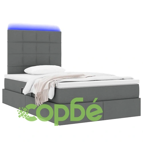 Легло с LED осветление и матрак, тъмносиво, 120 x 200 см, текстил ➤ топ цена ➤ sorbe.bg