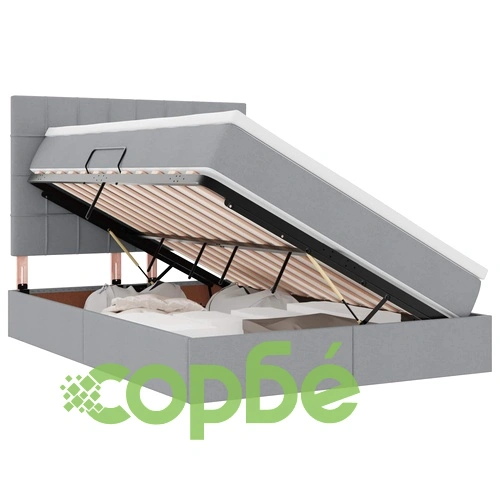 Легло с LED осветление и матрак, текстил, светлосиво, 140 x 190 см ➤ топ цена ➤ sorbe.bg