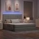 Легло с LED осветление и хидравлично повдигане светлосиво 180x200 см текстил