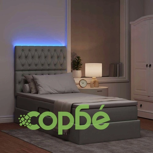 Легло с LED осветление и матрак, светлосиво, 90 x 190 см, текстил ➤ топ цена ➤ sorbe.bg