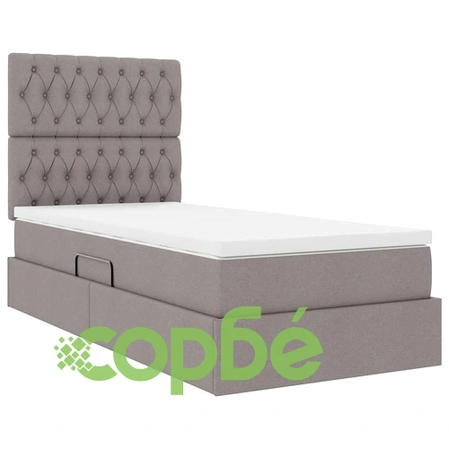 Легло за съхранение с LED осветление и матрак, Таупе, 90 x 190 см, текстил, метална рамка ➤ топ цена ➤ sorbe.bg