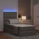 Легло за съхранение с LED осветление и матрак, Таупе, 90 x 190 см, текстил, метална рамка