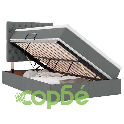 Легло с LED осветление и матрак, Тъмносиво, 120 x 200 см, Текстил ➤ топ цена ➤ sorbe.bg
