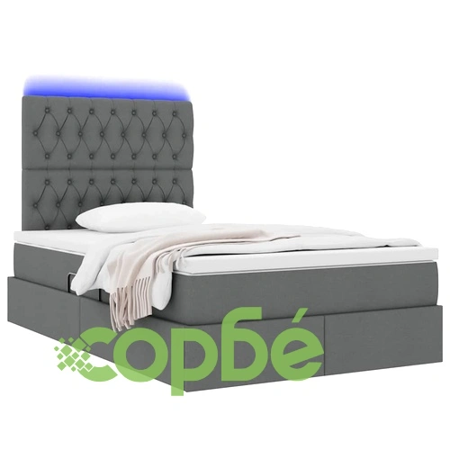 Легло с LED осветление и матрак, Тъмносиво, 120 x 200 см, Текстил ➤ топ цена ➤ sorbe.bg