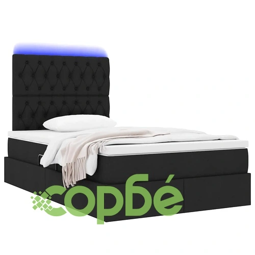Легло с LED осветление и матрак, текстил, Черно, 120 x 200 см ➤ топ цена ➤ sorbe.bg