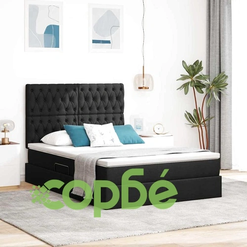 Легло с LED осветление и матрак черно 140x190 см текстил ➤ топ цена ➤ sorbe.bg