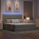 Легло с LED осветление и хидравлично повдигане светлосиво 180x200 см текстил