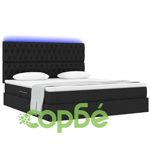 Легло с LED осветление и матрак черно 180x200 см текстил ➤ топ цена ➤ sorbe.bg