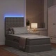 Легло с LED осветление и матрак Таупе, 90 x 190 см, метална рамка и текстилна дамаска