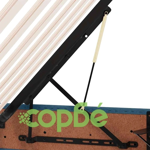 Легло с LED осветление и място за съхранение синьо 200x200 см текстил ➤ топ цена ➤ sorbe.bg