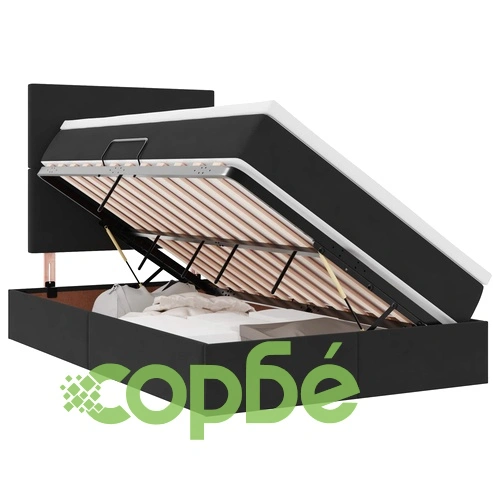 LED легло с ниша за съхранение и матрак, кадифе, черно, 120 x 200 см ➤ топ цена ➤ sorbe.bg