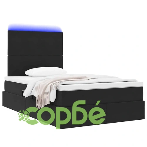 LED легло с ниша за съхранение и матрак, кадифе, черно, 120 x 200 см ➤ топ цена ➤ sorbe.bg