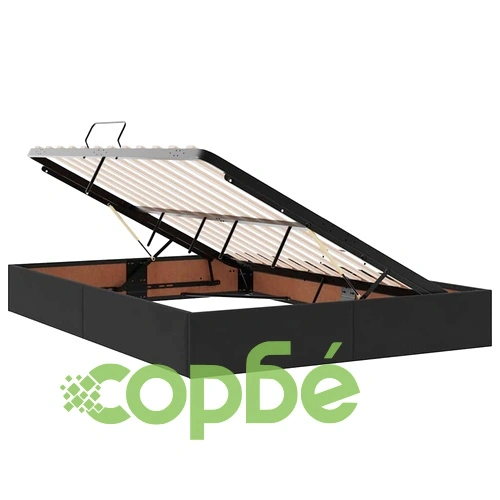 LED легло с ракла за съхранение и матрак, 140 x 190 см, кадифе, черно ➤ топ цена ➤ sorbe.bg