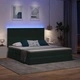 Легло с ракла за съхранение и LED осветление, кадифе, тъмнозелено, 160 x 200 см, с матрак