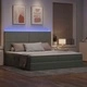 Легло с LED осветление и матрак, кадифе, светлосиво, 200 x 200 см