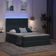 LED легло с матрак и кутия за съхранение, кадифе, тъмносиво, 140 x 190 см