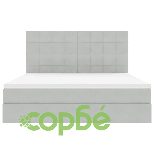 LED легло с матрак и кадифена тапицерия, светлосиво, 160 x 200 см ➤ топ цена ➤ sorbe.bg