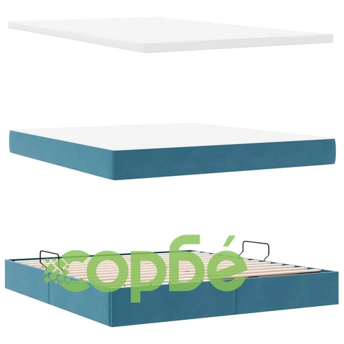 Легло с LED осветление от кадифе тъмносиньо 160x200 см с матрак ➤ топ цена ➤ sorbe.bg