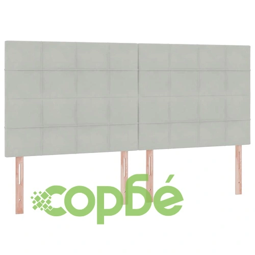 Легло с LED осветление и матрак, кадифе, светлосиво, 200 x 200 см ➤ топ цена ➤ sorbe.bg
