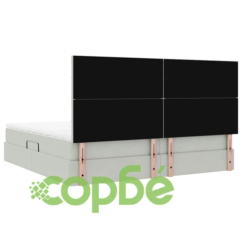 Легло с LED осветление и матрак, кадифе, светлосиво, 200 x 200 см ➤ топ цена ➤ sorbe.bg