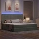 Легло с LED осветление и матрак, кадифе, светлосиво, 200 x 200 см