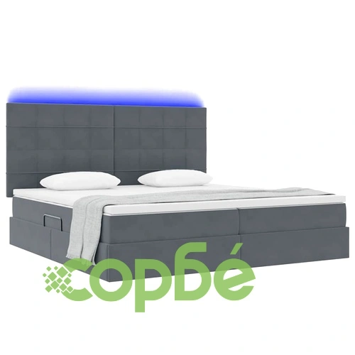 Легло с LED осветление и матрак, кадифе, тъмносиво, 200 x 200 см ➤ топ цена ➤ sorbe.bg