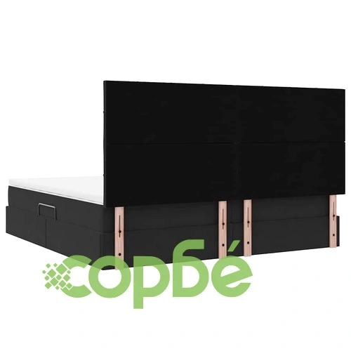 Легло с LED осветление и матрак, кадифе, 200 x 200 см, черно ➤ топ цена ➤ sorbe.bg