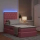 Легло с ракла и LED осветление с матрак, 100 x 200 см, кадифе, розово