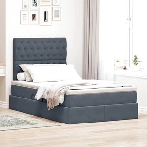 Легло с LED осветление и матрак, тъмносиво кадифе, 120 x 200 см