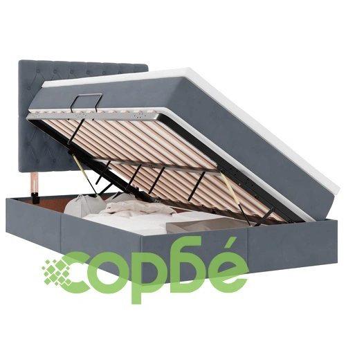 Легло с LED осветление и матрак, тъмносиво кадифе, 120 x 200 см ➤ топ цена ➤ sorbe.bg