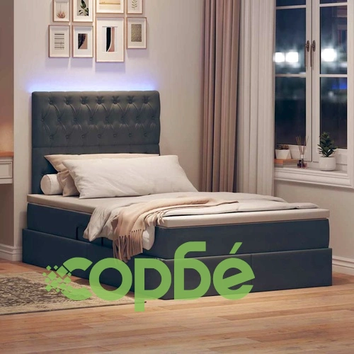 Легло с LED осветление и матрак, тъмносиво кадифе, 120 x 200 см ➤ топ цена ➤ sorbe.bg
