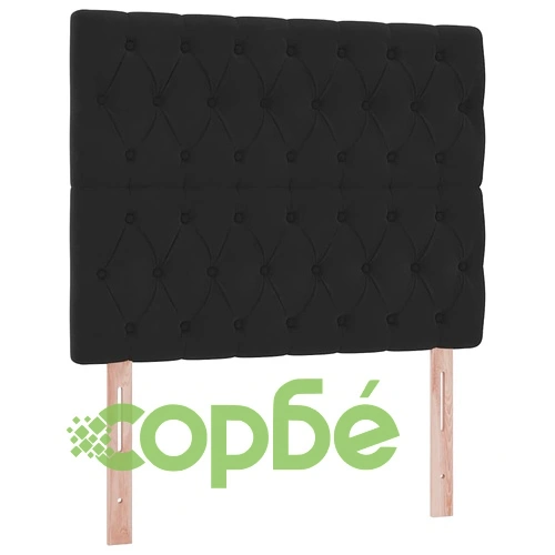 LED легло с кадифена тапицерия, ракла за съхранение и матрак, 120 x 200 см, черно ➤ топ цена ➤ sorbe.bg