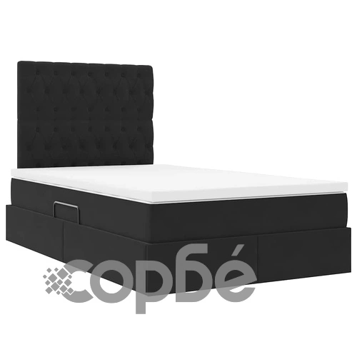 LED легло с кадифена тапицерия, ракла за съхранение и матрак, 120 x 200 см, черно ➤ топ цена ➤ sorbe.bg