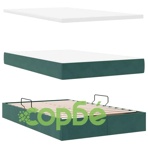 Легло с LED осветление и матрак, кадифе, тъмнозелено, 120 x 200 см ➤ топ цена ➤ sorbe.bg