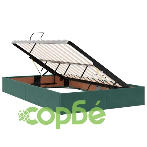 Легло с LED осветление и матрак, кадифе, тъмнозелено, 120 x 200 см ➤ топ цена ➤ sorbe.bg