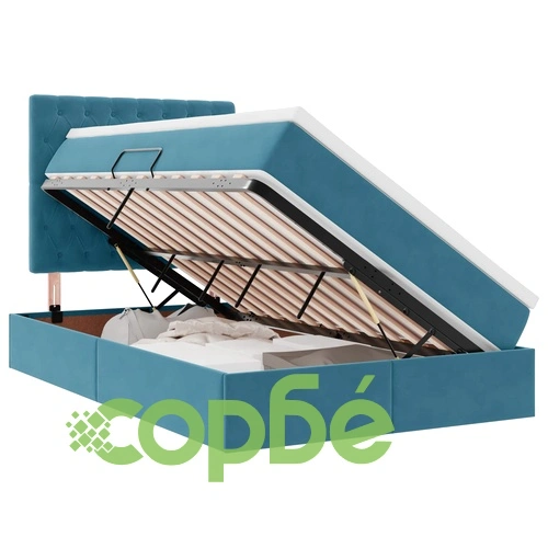 Легло с LED осветление и матрак, кадифе, тъмносиньо, 120 x 200 см ➤ топ цена ➤ sorbe.bg