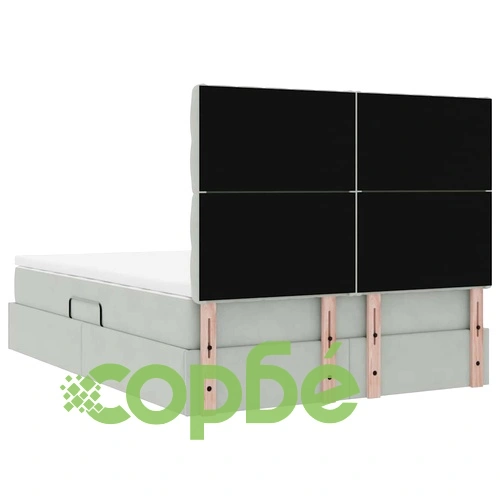 LED легло с матрак и кадифена тапицерия, светлосиво, 140 x 190 см ➤ топ цена ➤ sorbe.bg