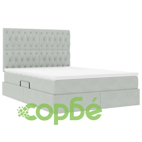 LED легло с матрак и кадифена тапицерия, светлосиво, 140 x 190 см ➤ топ цена ➤ sorbe.bg