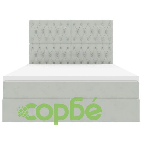 LED легло с матрак и кадифена тапицерия, светлосиво, 140 x 190 см ➤ топ цена ➤ sorbe.bg